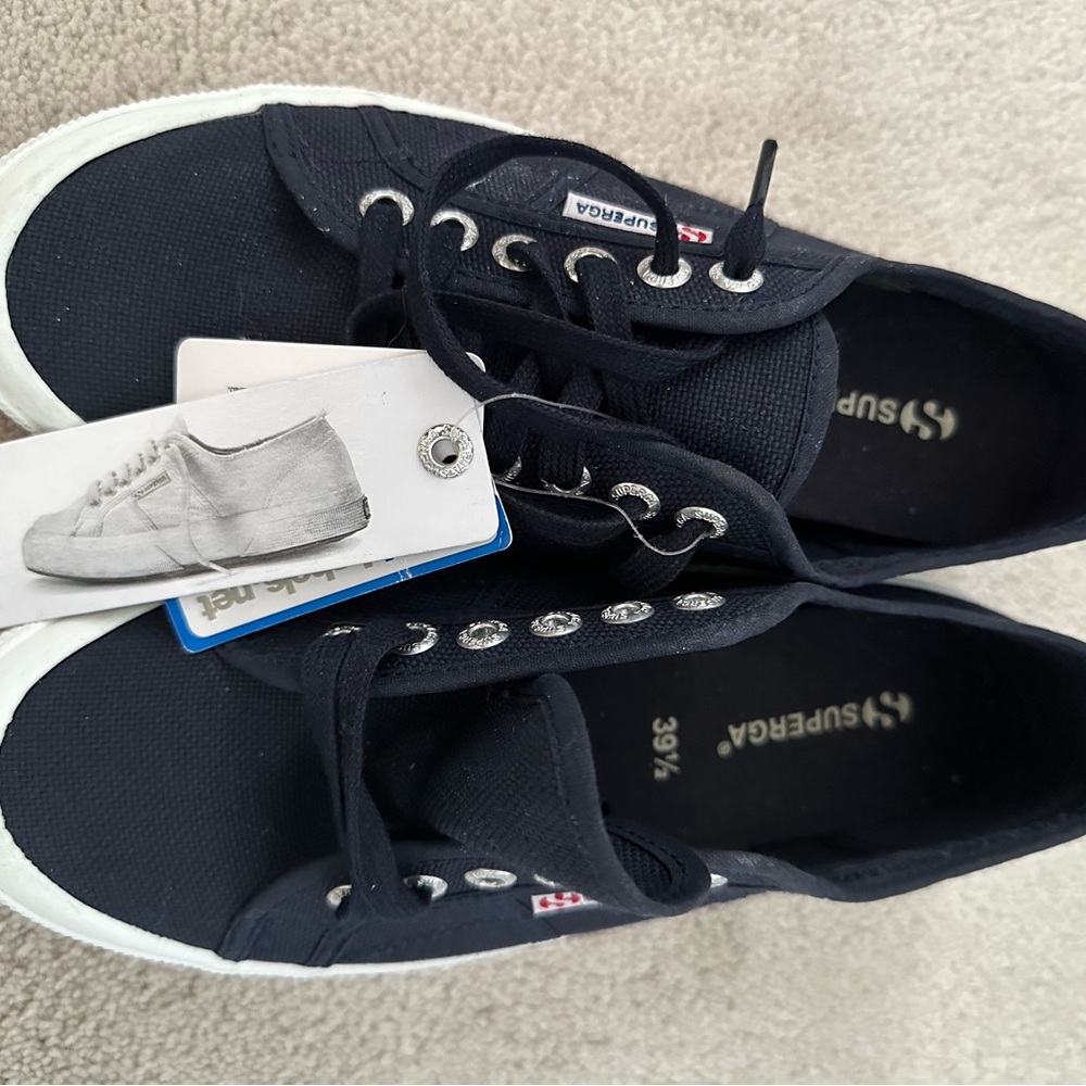 Superga N6425* Womens Navy Classic Lace-up Canvas Sneaker Size US 8.5 EU 39.5